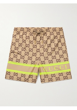 Gucci - Straight-Leg Long-Length Logo-Print Swim Shorts - Men - Brown - IT 46