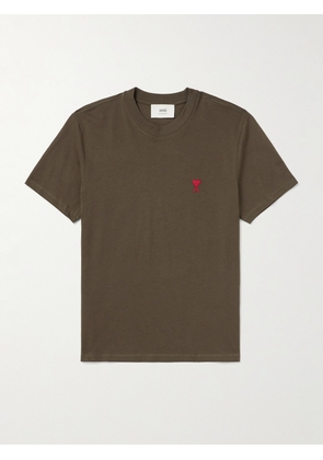 AMI PARIS - Logo-Embroidered Organic Cotton-Jersey T-Shirt - Men - Green - S