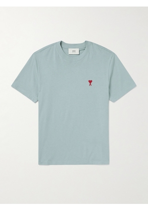 AMI PARIS - Logo-Embroidered Organic Cotton-Jersey T-Shirt - Men - Blue - XS
