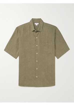 Sunspel - Striped Linen Shirt - Men - Green - S