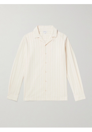Sunspel - Camp-Collar Embroidered Cotton Shirt - Men - Neutrals - S