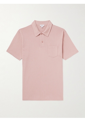 Sunspel - Riviera Slim-Fit Cotton-Mesh Polo Shirt - Men - Pink - S