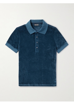 TOM FORD - Velour Polo Shirt - Men - Blue - IT 44