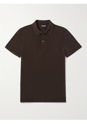 TOM FORD - Slim-Fit Garment-Dyed Cotton-Piqué Polo Shirt - Men - Brown - IT 44