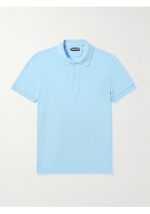 TOM FORD - Slim-Fit Garment-Dyed Cotton-Piqué Polo Shirt - Men - Blue - IT 44