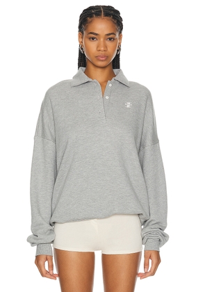 Eterne Oversized Polo Sweatshirt in Heather Grey - Grey. Size L (also in M, S).