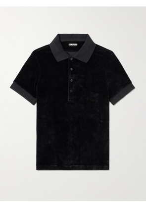 TOM FORD - Velour Polo Shirt - Men - Black - IT 44