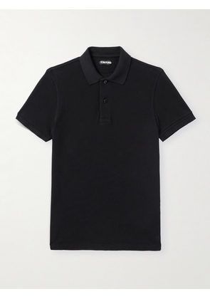 TOM FORD - Slim-Fit Garment-Dyed Cotton-Piqué Polo Shirt - Men - Black - IT 44