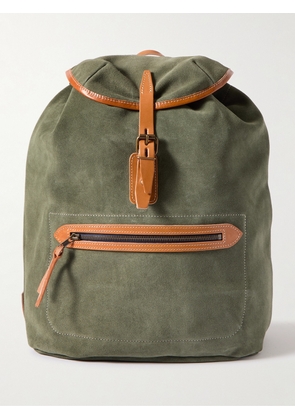 Bleu de Chauffe - Camp Leather-Trimmed Suede Backpack - Men - Green