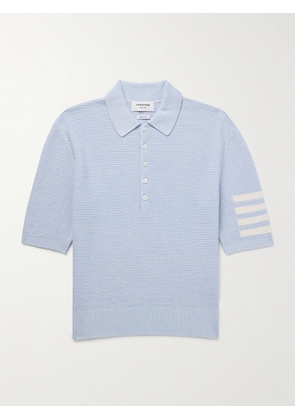 Thom Browne - Intarsia-Knit Striped Textured Linen and Cotton-Blend Polo Shirt - Men - Blue - 1