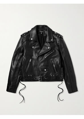 Balmain - Slim-Fit Belted Full-Grain Leather Biker Jacket - Men - Black - IT 46