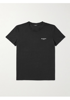 Balmain - Logo-Flocked Cotton-Jersey T-Shirt - Men - Black - XS