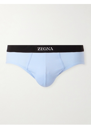 Zegna - Ribbed Cotton and Modal-Blend Briefs - Men - Blue - S