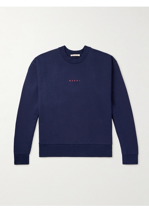 Marni - Logo-Print Cotton-Jersey Sweatshirt - Men - Blue - IT 46