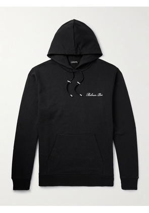 Balmain - Logo-Embroidered Cotton-Jersey Hoodie - Men - Black - XS