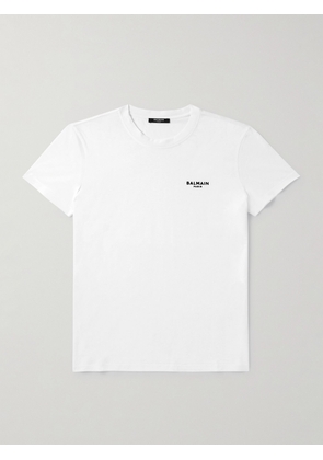 Balmain - Logo-Flocked Cotton-Jersey T-Shirt - Men - White - XS