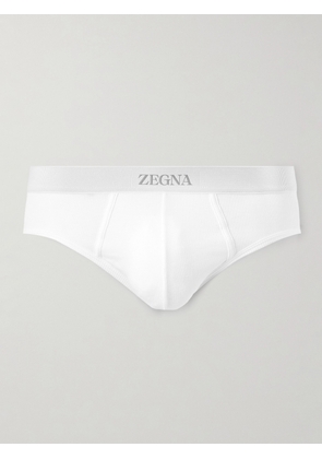 Zegna - Ribbed Cotton and Modal-Blend Briefs - Men - White - S