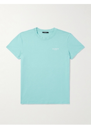 Balmain - Logo-Flocked Cotton-Jersey T-Shirt - Men - Blue - XS