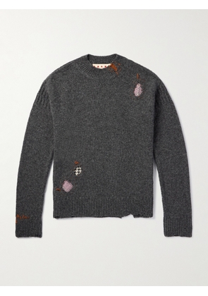 Marni - Distressed Panelled Virgin Wool Sweater - Men - Gray - IT 46
