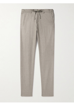 Canali - Slim-Fit Straight-Leg Wool-Flannel Drawstring Trousers - Men - Neutrals - IT 46