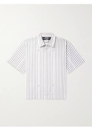 Jacquemus - Cutaway-Collar Logo-Print Striped Cotton-Poplin Shirt - Men - Blue - IT 44