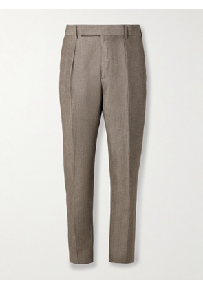 Paul Smith - Straight-Leg Pleated Linen and Wool-Blend Suit Trousers - Men - Brown - UK/US 32