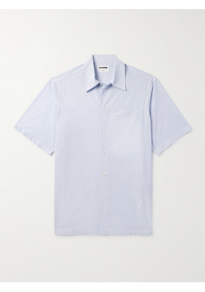 Jil Sander - Oversized Logo-Embroidered Striped Cotton-Poplin Shirt - Men - Blue - EU 37