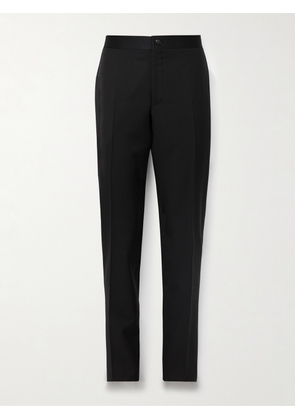 Canali - Straight-Leg Satin-Trimmed Wool and Mohair-Blend Tuxedo Trousers - Men - Black - IT 46
