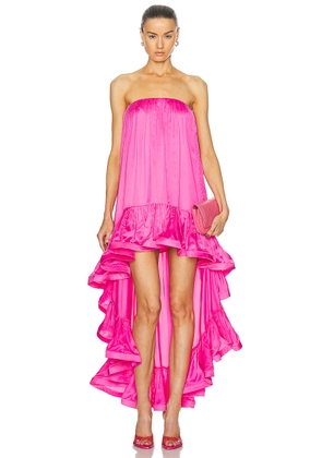 HEMANT AND NANDITA Yuri High Low Long Dress in Pink - Pink. Size L (also in M, S, XS).
