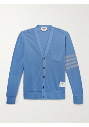 Thom Browne - Logo-Appliquéd Striped Cotton-Piqué Cardigan - Men - Blue - 0
