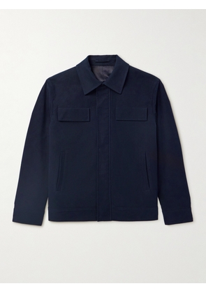 Lardini - Brushed Stretch-Cotton Twill Blouson Jacket - Men - Blue - S