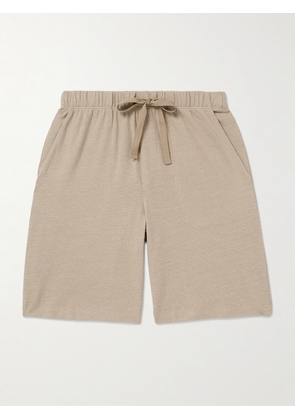 Hanro - Straight-Leg Stretch-Cotton and Linen-Blend Jersey Drawstring Shorts - Men - Neutrals - S