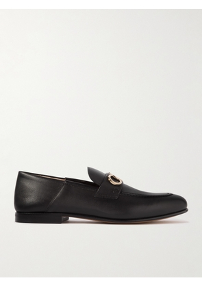 FERRAGAMO - Embellished Collapsible-Heel Leather Loafers - Men - Black - EU 40