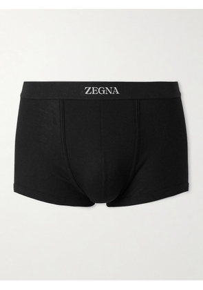 Zegna - Ribbed Cotton and Modal-Blend Boxer Briefs - Men - Black - XS