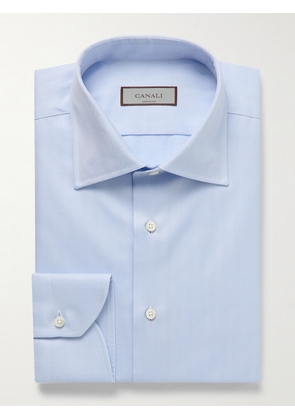 Canali - Herringbone Cotton Shirt - Men - Blue - EU 37