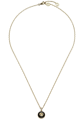 Gucci Black Onyx Diamond Pendant Necklace in Yellow Gold - Metallic Gold. Size all.
