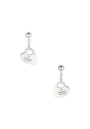 Gucci Trademark Heart Motif Pendant Earrings in Sterling Silver - Metallic Silver. Size all.