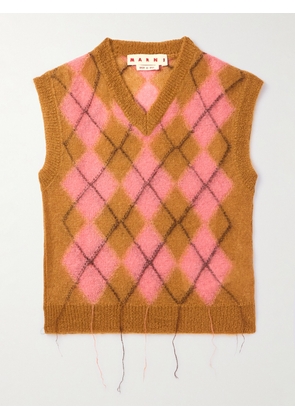 Marni - Fringed Argyle Mohair-Blend Sweater Vest - Men - Multi - IT 46