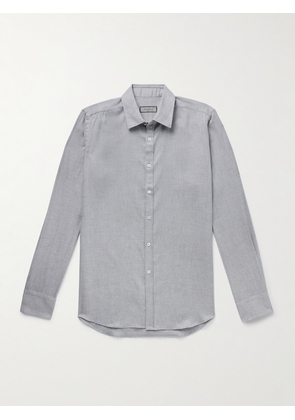 Canali - BrushedHerringbone Cotton and Lyocell-Blend Shirt - Men - Gray - S