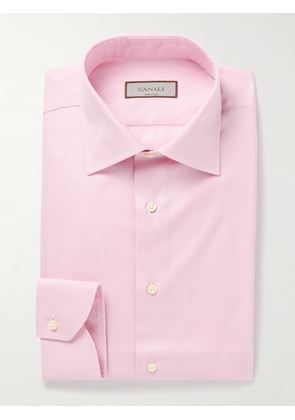 Canali - Cutaway-Collar Textured-Cotton Shirt - Men - Pink - EU 38