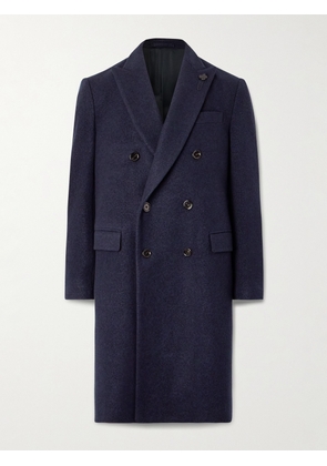 Lardini - Double-Breasted Brushed Wool-Blend Overcoat - Men - Blue - IT 46
