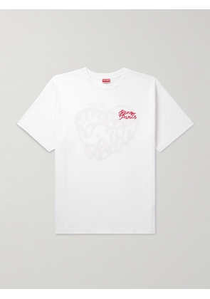 KENZO - Logo-Embroidered Printed Cotton-Jersey T-Shirt - Men - White - XS