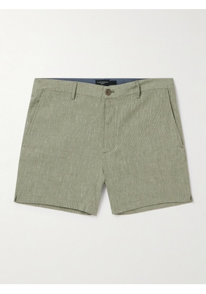 Club Monaco - Jax Straight-Leg Pinstriped Linen-Blend Shorts - Men - Green - UK/US 30