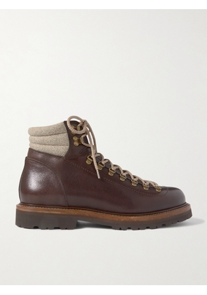 Brunello Cucinelli - Cashmere-Trimmed Leather Boots - Men - Brown - EU 41