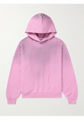 Acne Studios - Garment-Dyed Distressed Logo-Print Cotton-Blend Jersey Hoodie - Men - Pink - XS