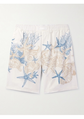 Versace - Straight-Leg Printed Cotton-Poplin Shorts - Men - White - IT 46