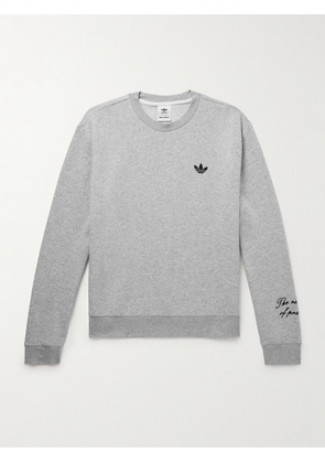 adidas Originals - Wales Bonner Logo-Flocked Cotton-Blend Jersey Sweatshirt - Men - Gray - XS