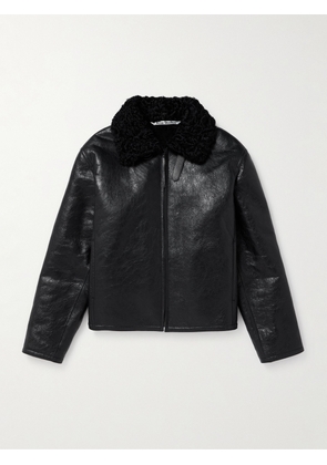 Acne Studios - Shearling-Trimmed Cracked-Leather Jacket - Men - Black - IT 46