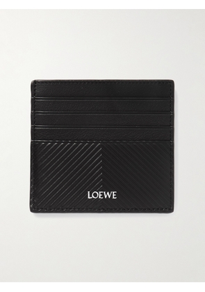 LOEWE - Logo-Print Debossed Leather Cardholder - Men - Black