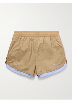 adidas Originals - Wales Bonner Logo-Embroidered Layered Recycled-Shell and Cotton Shorts - Men - Brown - XS